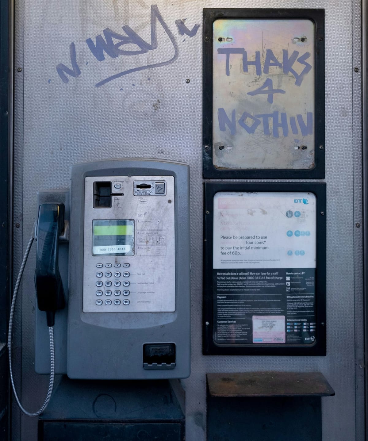 UK Payphone showing dirt and graffiti